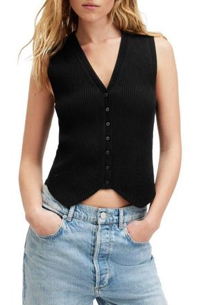AllSaints Cruz Rib Vest in Black at Nordstrom, Size X-Small