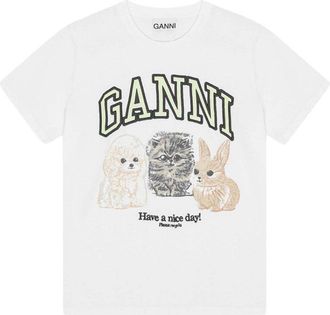 Ganni Basic Cotton Jersey Animals Relaxed T-shirt