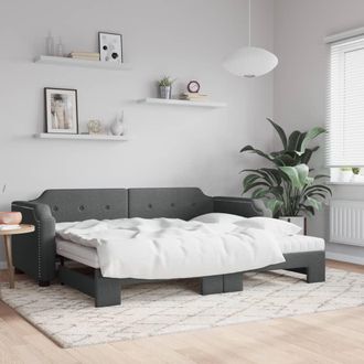 vidaXL Vidaxl - Sof&aacute; Cama Nido Con Colch&oacute;n Tela Gris Oscuro 90x190 Cm