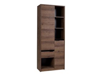 Mirjan24 Mobilier1 - Estanter&iacute;a Fivelbo 107, Roble Del Monastery + Negro Brillante, Con Puertas, Cerrable, Aglomerado Laminado, N&uacute;mero De Puertas: 0, N&uacute;mero De