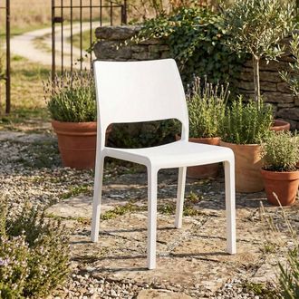 Dmora Dmora Chaise Monobloc Empilable, Made In Italy, Couleur Blanche, Dimensions 52,50 X 82 X 46,50 Cm