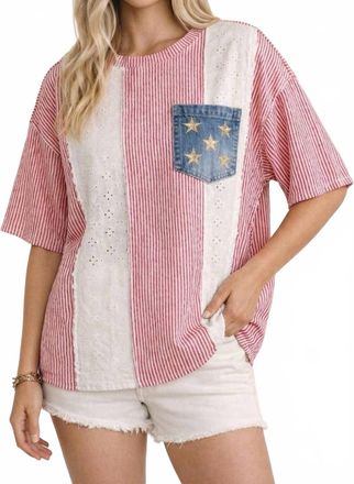 Greek Archaic Kori Womens 4Th Of July Feminine Classic Americana Top In Red