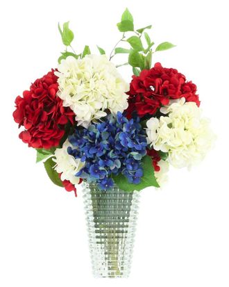 Creative Displays Inc. Handmade Faux Red, White & Blue Hydrangea Arrangement In Glass Vase