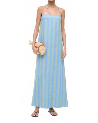 Staud Laura Linen Dress In Seaport Stripe