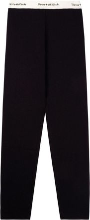 Sporty & Rich serif-logo ribbed leggings - women - Viscose/Cotton - S - Black