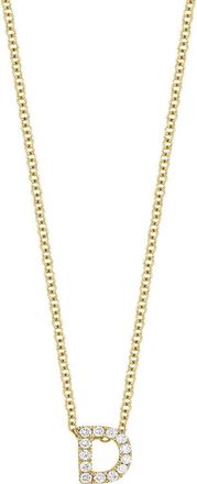 Bony Levy 18k Gold Pavé Diamond Initial Pendant Necklace in 18K Yellow Gold - D at Nordstrom, Size 18 In