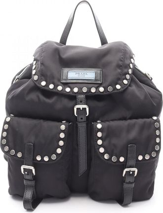 Prada Black Nylon Leather Backpack (Pre-Owned)
