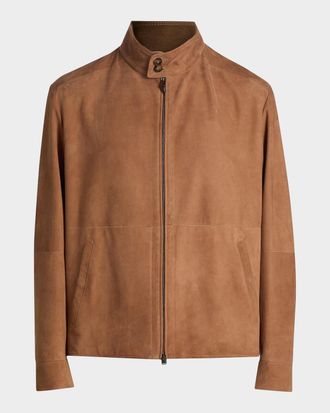 Canali Men & apos;s Suede Stand-Collar Bomber Jacket