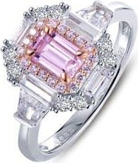 Lafonn Emerald Cut Simulated Diamond Halo Ring in White/Pink at Nordstrom Rack, Size 7