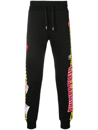 Philipp Plein danger warning track pants - Black