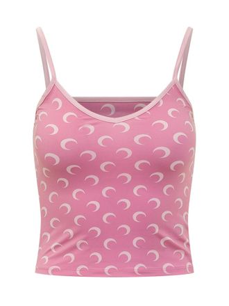 Marine Serre Pink Printed Scoop Neck Top
