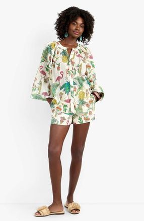 Trina Turk Norry Long-Sleeve Flamingo Fizz Voile Top at Nordstrom, Size Xx-Large
