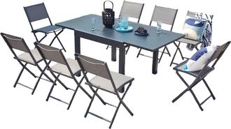 Concept Usine Conjunto de aluminio gris oscuro de 8 plazas