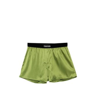 Tom Ford Bottoms, male, Green, Size: 2XL Silk Boxer Trunks
