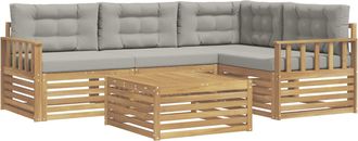 vidaXL Conjunto De Sof&aacute;s De Exterior 6 Uds. Blanco Y Gris Claro Vidaxl