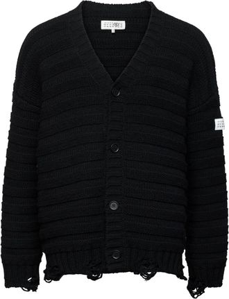 Maison Margiela V-neck knited cardigan - men - Virgin Wool/Acrylic - M - Black