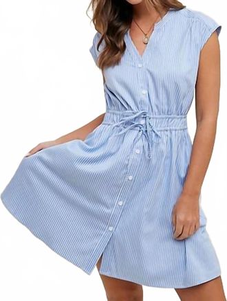 Wishlist Striped Mini Shirt Dress In Blue