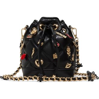 Aldo Romalovee Diamond Quilted Faux Leather Bucket Bag in Black at Nordstrom