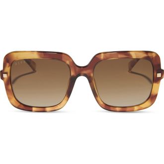 DIFF Eyewear Sandra 54mm Polarized Square Sunglasses in Brown Fleur /Brown Gradient at Nordstrom