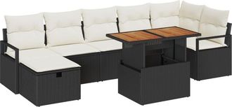 vidaXL Garden Sofa Set with Cushion 8 pcs Black Poly rattan Vidaxl