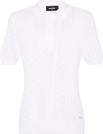 Dsquared2 open-knit polo shirt - men - Cotton - L - White