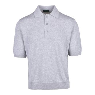 Zanone Polo Shirts, male, Gray, Size: XL Knit Polo