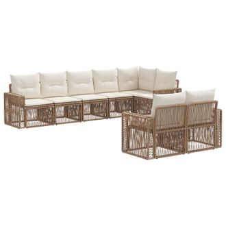 vidaXL Conjunto De Sof&aacute;s De Jard&iacute;n 8 Pcs Beige Y Blanco Crema Vidaxl