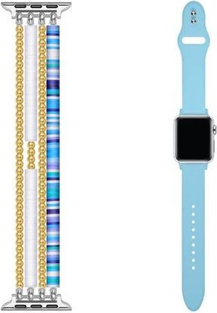 Posh Tech Bestie 2-Pack Beaded & Silicone Apple Watch Watchbands in Blue at Nordstrom Rack
