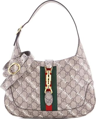 Gucci x Balenciaga The Hacker Project Jackie 1961 GG gecoat canvas kleine tas - Bruin