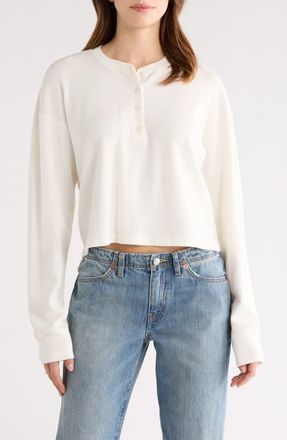 Re/Done Waffle Knit Henley in Off White at Nordstrom, Size Xx-Large