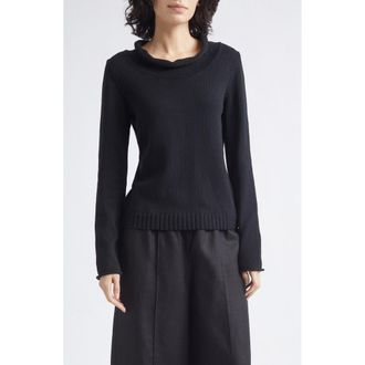Poss&eacute; Teo Cowl Neck Cotton Sweater in Black at Nordstrom, Size Xx-Large