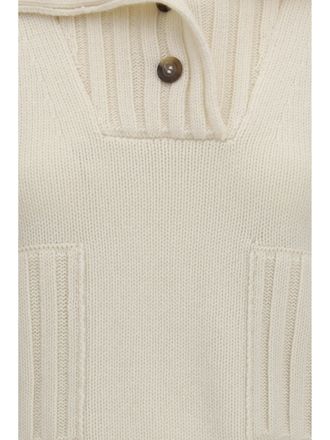 Ella Womens Ribbed Neck Cashmere Sweater Cream