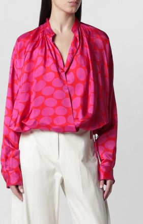 Dries Van Noten long sleeve top relaxed fit pattern drawstring