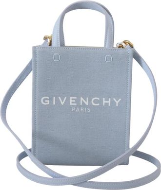 Givenchy Verticale Mini Tas met Schouderband en Handvat in Rechthoekige Vorm - Dames - Mini tas - Blauw - ONE Size - Katoen - Tassen