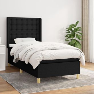 vidaXL Cama Box Spring Con Colch&oacute;n Tela Negro 80x200 Cm Vidaxl