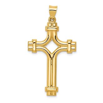 Diamond2Deal 14k Yellow Gold Polished Fancy Cross Pendant