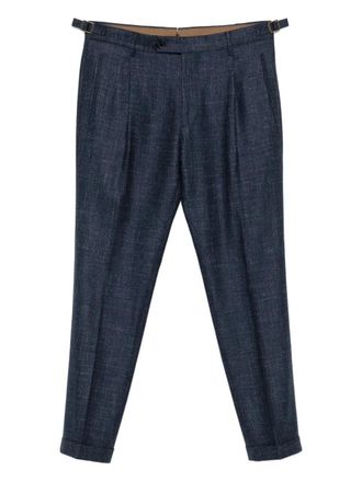 Berwich pleated side-adjuster trousers - Blue