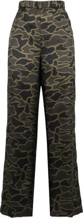 Aspesi W3 Gedrukte Zijden Broek - Dames - Wijde Broeken - Groen - L - Broeken
