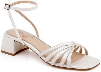 Badgley Mischka Pasco Ankle Strap Sandal in White Leather at Nordstrom, Size 8.5