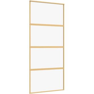 vidaXL Vidaxl - Puerta Corredera Dorada De Vidrio Esg Transparente Y Aluminio