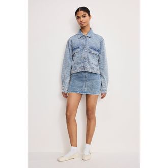 Good American Womens Crystal Denim Jacket | Indigo, Size Medium | Good American by Khlo&Egrave; Kardashian