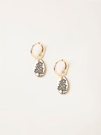 Fat Face FatFace Gold Tone Etched Flower Drop Earrings