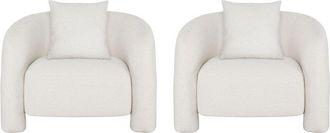 Manhattan Comfort Set Of 2 Modern Sylvia Tweed Accent Chairs With Accent Pillow
