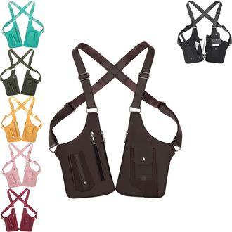 Generic Two-Compartment Crossbody Chest Bag,Adjustable Strap Anti-Theft Pack for Hiking,Daily Travel Essentials Organizer (Brown)