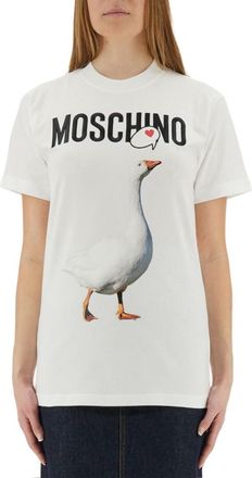 Moschino White Graphic Crew Neck T-Shirt