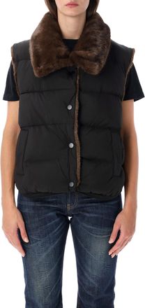 Urban Code Puffer Vest Faux Fur Quilted Faux Fur Collar Vest