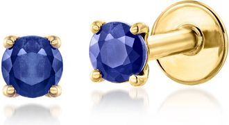 RS Pure by Ross-Simons Sapphire Flat-Back Stud Earrings in 14kt Yellow Gold