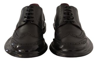 Dolce & Gabbana Mens Black Leather Oxford Wingtip Formal Derby Shoes Calfskin