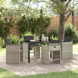vidaXL Conjunto De Comedor De Jard&iacute;n 5 Pcs Gris Claro Rat&aacute;n Sint&eacute;tico Vidaxl