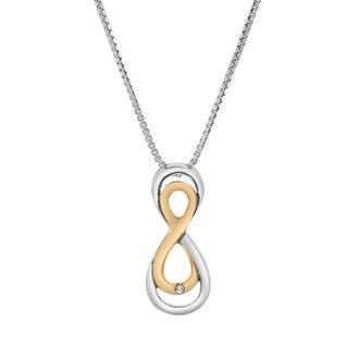 LuvMyJewelry Calirae Sterling Silver 0.02 Ct Two Tone Diamond Infinity Necklace